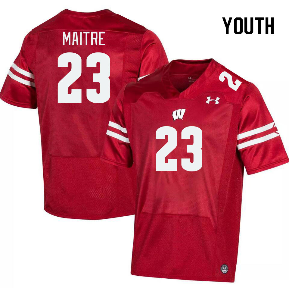 Youth #23 Jason Maitre Winsconsin Badgers College Football Jerseys Stitched Sale-Red - Click Image to Close